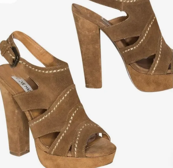 Steve Madden "Ricki" Boho Tan Suede Platform Sandals - Image 6