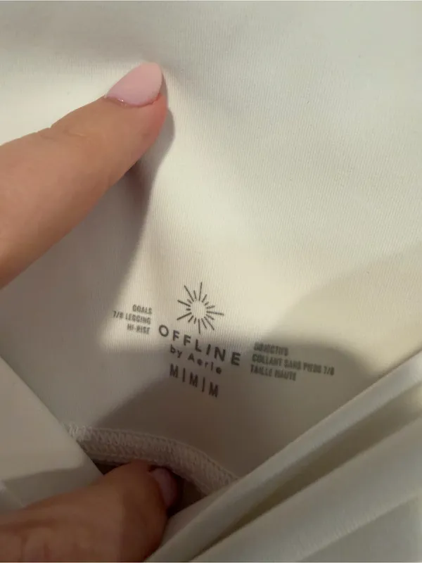Aerie‎ offline High-Waist White Cream Leggings with mesh Side Pockets - Image 2