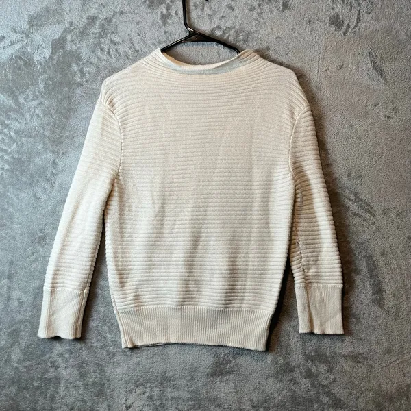 AG Adriano‎ Goldschmied Ribbed Sweater Cotton Cashmere Blend Size Small Cream - Image 3