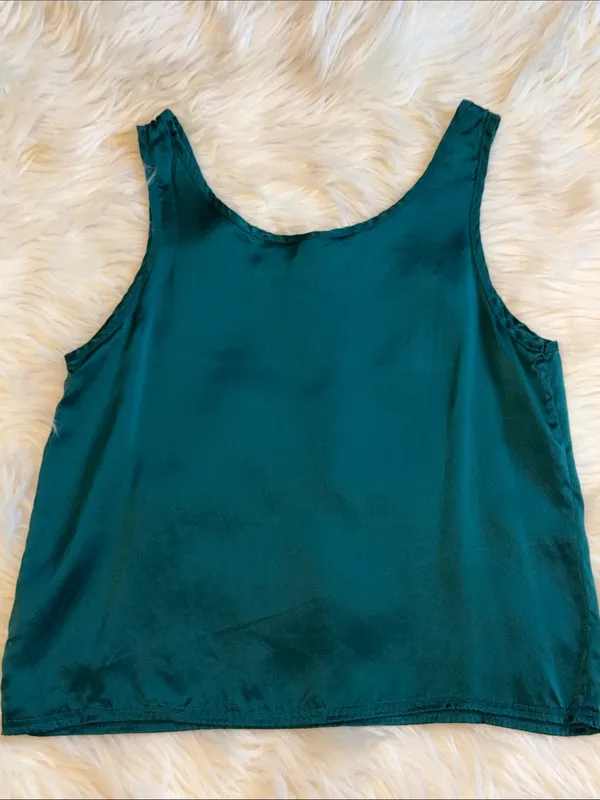 VICTORIA'S SECRET Gold Label Vintage Silk Camisole Emerald Green S Quiet Luxury - Image 3