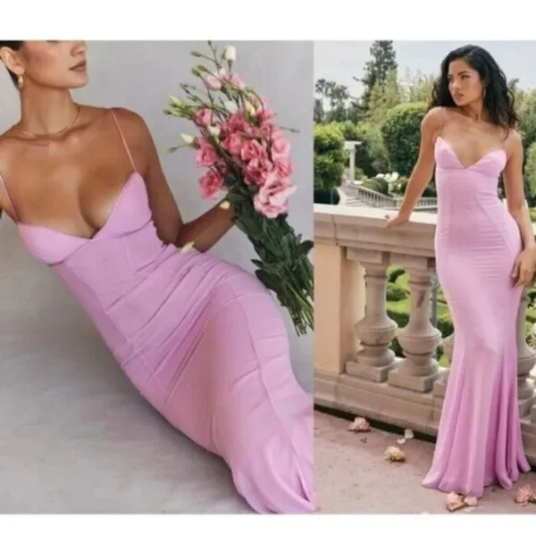 HOUSE OF CB Loren Georgette Mermaid Gown in Pink Size Medium - Image 14