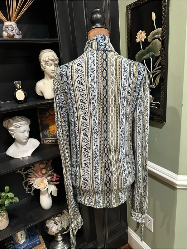 Free People “Donatella” Mock Turtleneck Paisley + Stripe Top – Size Medium - Image 10