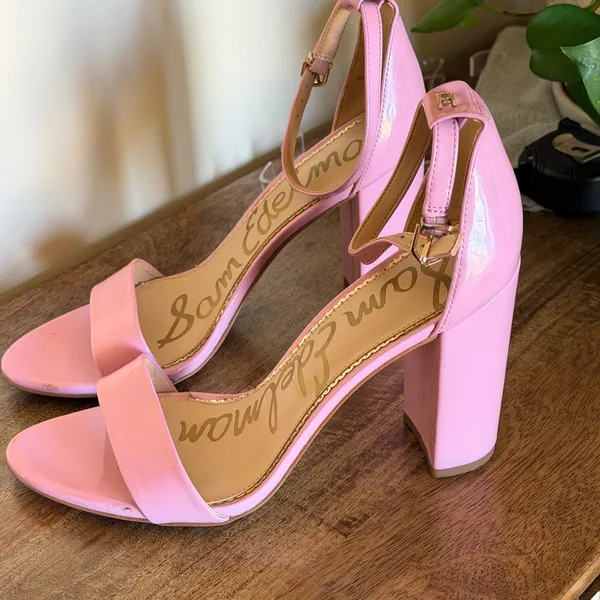 Sam Edelman Yaro Sandals Women 9.5 Pink Patent Block Heel Ankle Strap Barbiecore - Image 7