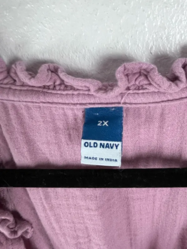 OLD NAVY Purple Short Sleeves Side Pockets Gauzy Dress 2X Casual Picnic BBQ Boho - Image 3