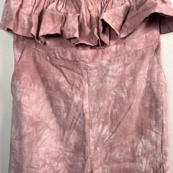 Fourteenth & 9th strapless ruched pink tie dye jumpsuit size large cotton - Image 2