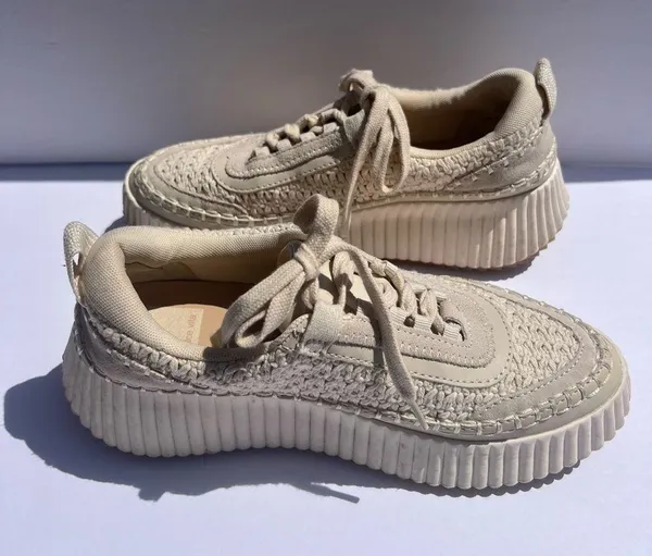 Dolce Vita “Dolen” Platform woven Cream Sneakers with textured fabric size 7.5 - Image 4