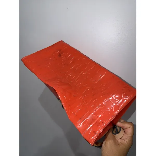 Dooney & Bourke Acrylic Plastic Jelly Vintage Monogram Tote Orange Leather Y2K M - Image 5