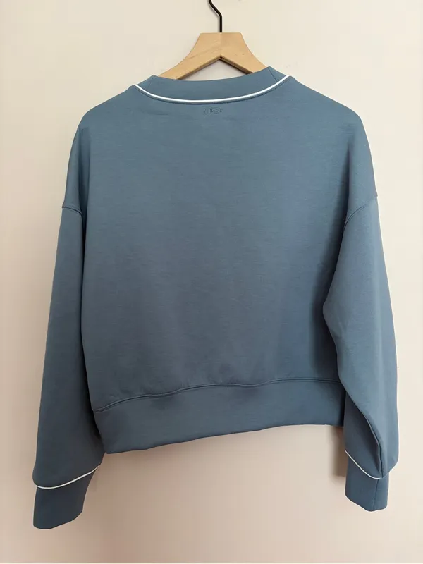 Abercrombie YPB neoKNIT Blue V Neck Cropped Pullover Sweatshirt S - Image 3