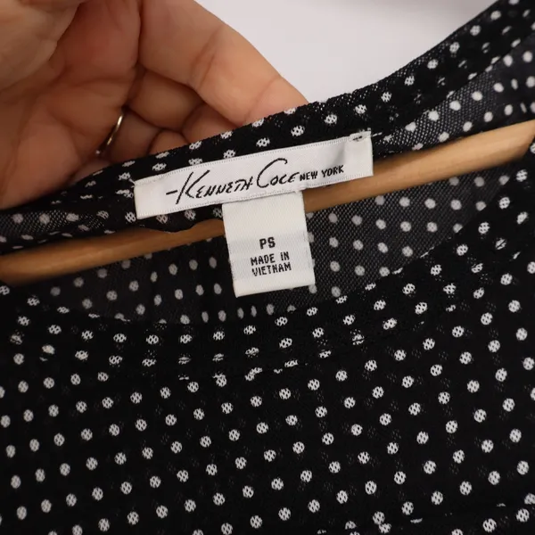 Kenneth Cole Dress Womens PS Tiered Ruffle Polka Dot Black Sleeveless - Image 2