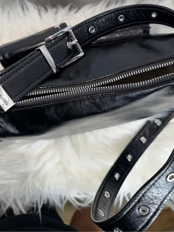 Michael Kors Black Leather Messenger Bag with Front Pocket Details - Image 12