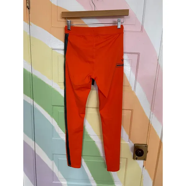 Alo Yoga Orange Logo Side Stripe Drawstring Leggings Women’s Small - Image 4