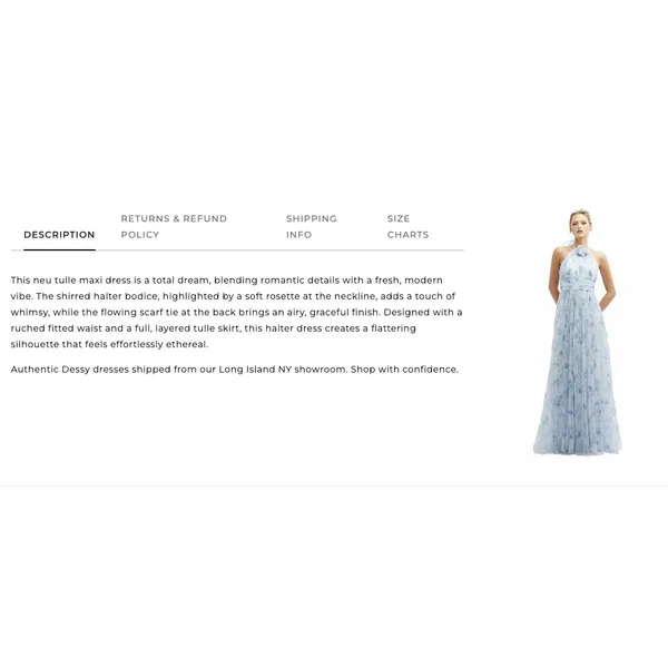 Dessy Collection 3131 Halter Tulle Floral Bridesmaid Maxi Dress Blue 10 NWT - Image 16