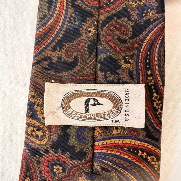 Bert Pulitzer Silk Mens Tie Multicolor Priestly Geometric Vintage Classic - Image 5