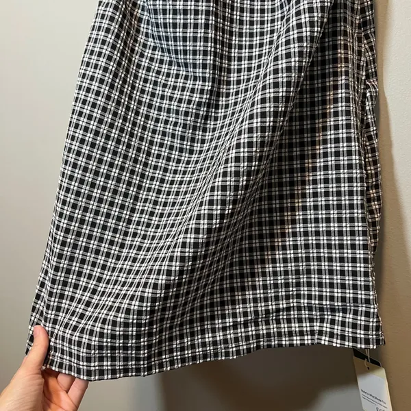 Halara Women's Black White Sleeveless Gingham Boat Neck Mini Dress Small NWT - Image 4