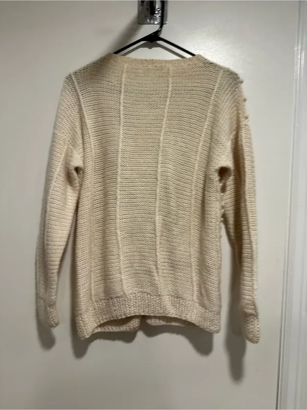 VTG Cream Peruvian alpaca knit bobble popcorn floral AOP Cottagecore cardigan. - Image 2