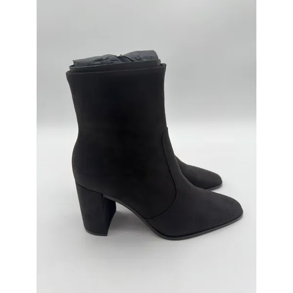 Mango Minimalist Black Vegan Suede Classic Elegance Ankle Block Heel Boots 7.5 - Image 3