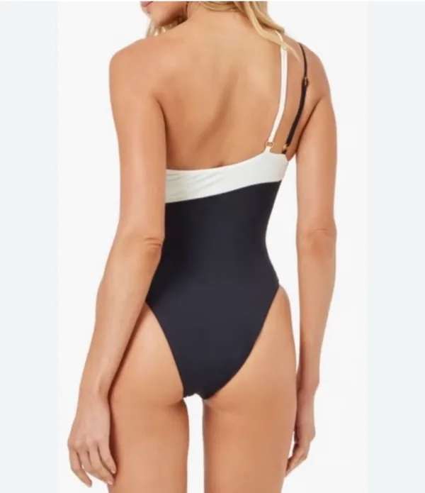 Raquel One-Shoulder One-Piece Swimsuit block color - Image 2
