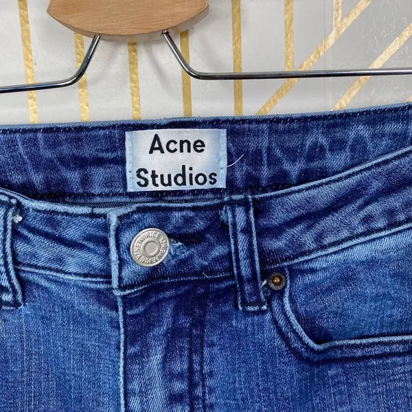 Acne Studios Jeans Skinny Straight High Rise‎ Medium Wash Denim Blue Size 28 - Image 11
