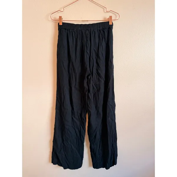 INC Wide Leg Pants Women XS Black Linen‎ Blend Tie Waist High Rise Trousers - Image 5