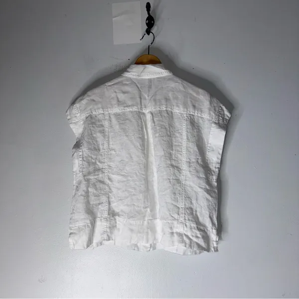Talbots Extended‎ Shoulder Linen Collar Short Shirt Button Down Medium White - Image 2