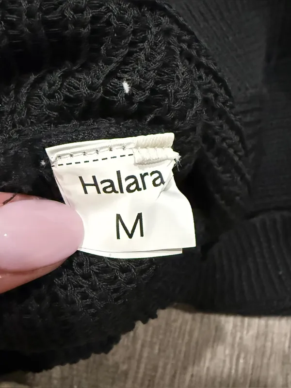 Halara Black Knit Short Sleeve Sweater - Image 3