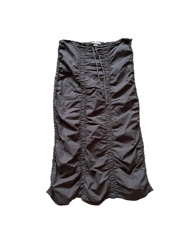 XCVI Stretch Poplin Double Shirred Panel Midi Skirt Boho Drawstring Waist Small - Image 2