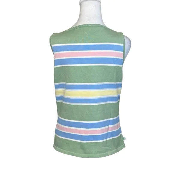 Lauren Ralph Lauren Sweater Vest Green Striped Knit Small Preppy Tennis Prep - Image 4