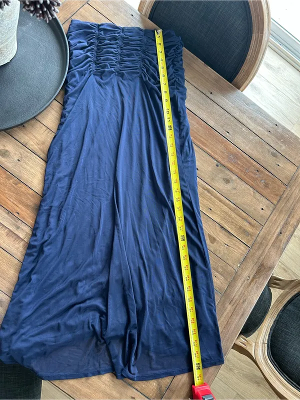 Anthropologie Maeve Yoke Ruched Navy Blue Skirt XS - Image 10