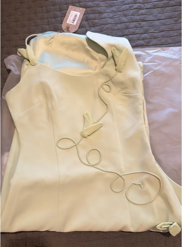 Meshki Virginia Suiting Embroidered Midi Dress in sage green - Image 5