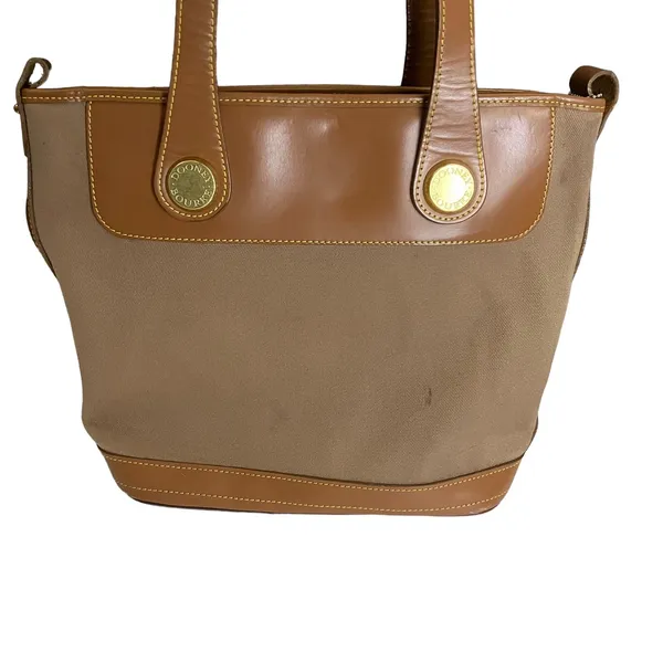 Vintage Dooney and Bourke Leather Trim Canvas Shoulder Bag - Image 6