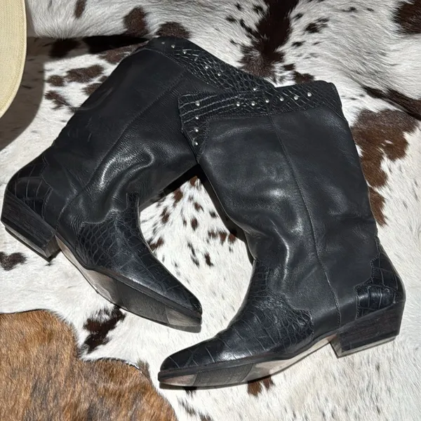 Marc‎ Alpert 100% Leather Western Studded Boots Burning Man Size 8.5 T1 - Image 10