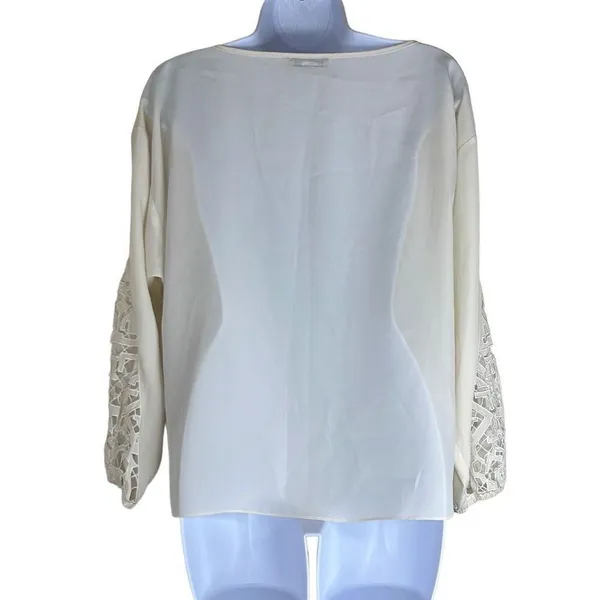 Townsen Medium Ivory Lace Cutouts Pullover Blouse Long Sleeve Boho Workwear‎ - Image 2
