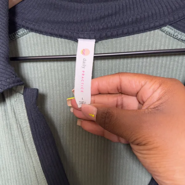 Anthropologie Daily Practice Women Dress L‎ Green Ribbed Ruched Polo Colorblock - Image 7