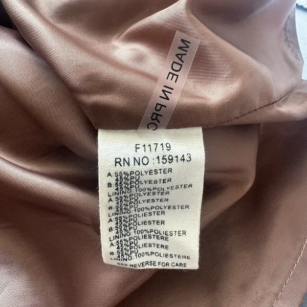FRNCH Paris Faux Leather Skirt S Brown Cream Patchwork Retro Boho Hippie - Image 6