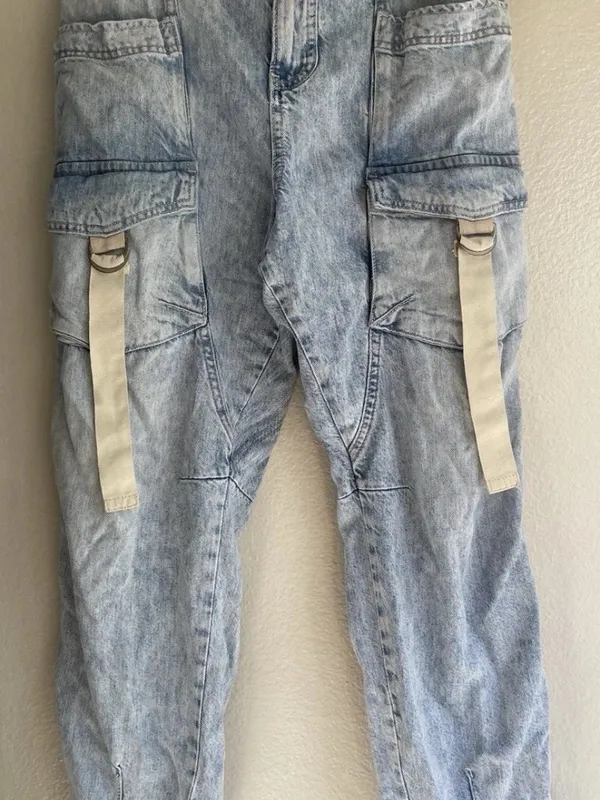 Free People We The Free Hazel Pull On Drop Waist Harem Cargo Pocket Jeans Sz Small - Image 16