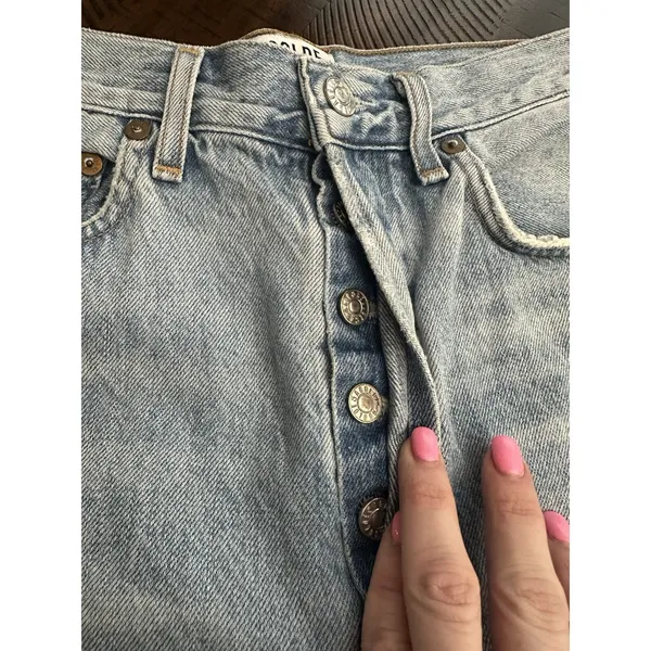 AGOLDE Jeans Women's Size 26 Button Fly High Rise 100%‎ Cotton Distressed #A5-8 - Image 3