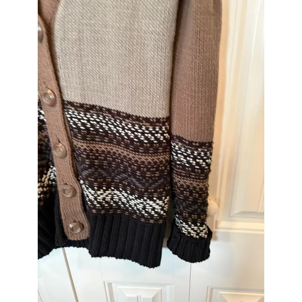 BKE Brown And Black Button Front Cardigan‎ Size Large - Image 3