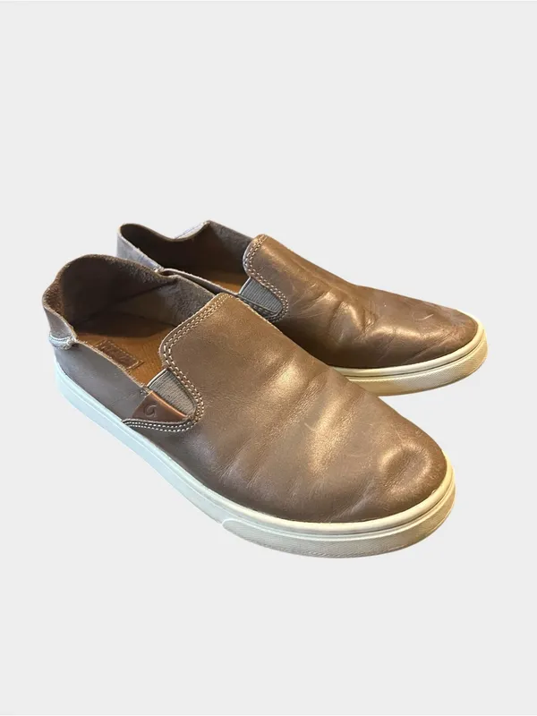 OluKai Pehuea Leather Espresso Brown Slip-On Sneakers Women’s Size 6 - Image 2