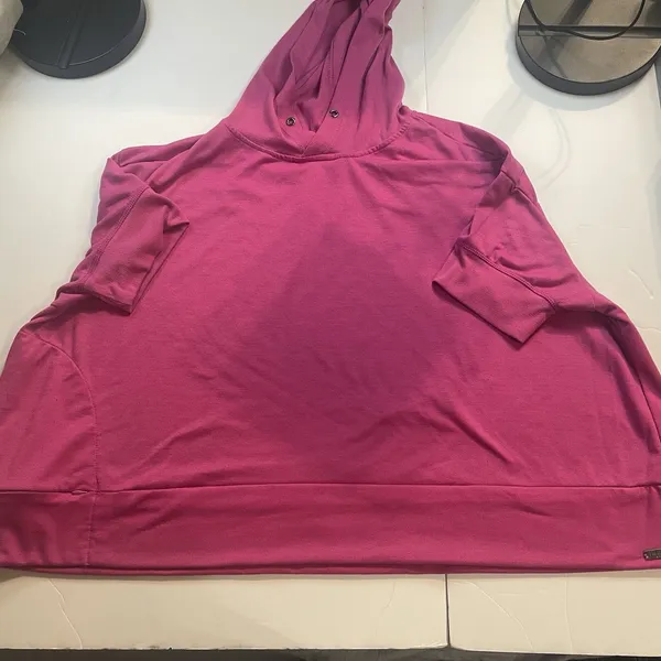 Nine West 2X Active Women's Pink Pullover Hoodie Short Sleeve Relaxed Fit Logo - Image 2