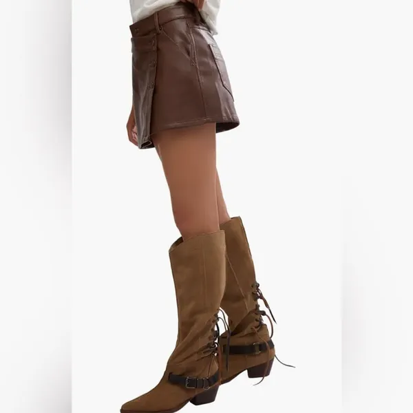 Free People NWT Wynne chocolate vegan skirt -29 - Image 3