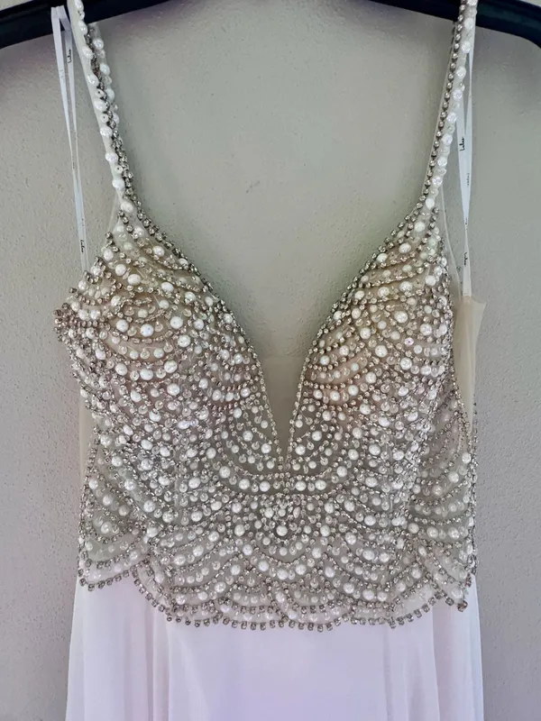 NWT Lulus Size 6 True Love White Beaded Rhinestone Maxi Dress Wedding Gown - Image 6