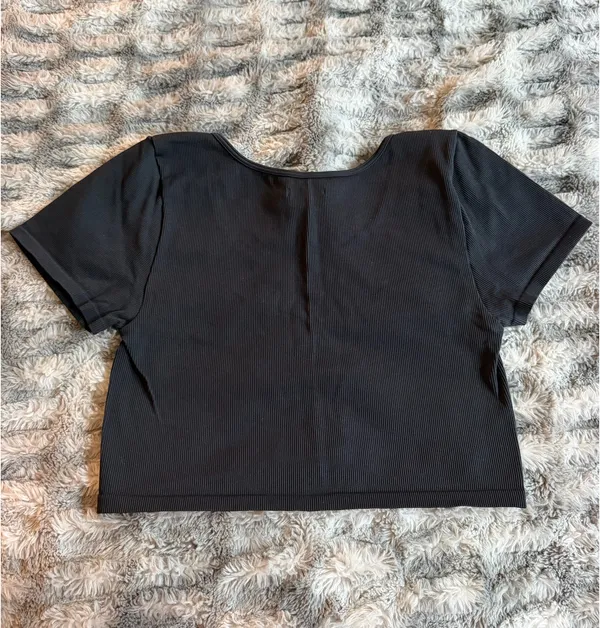 Wild Fable Ribbed Crop Top - Black XL - Image 2