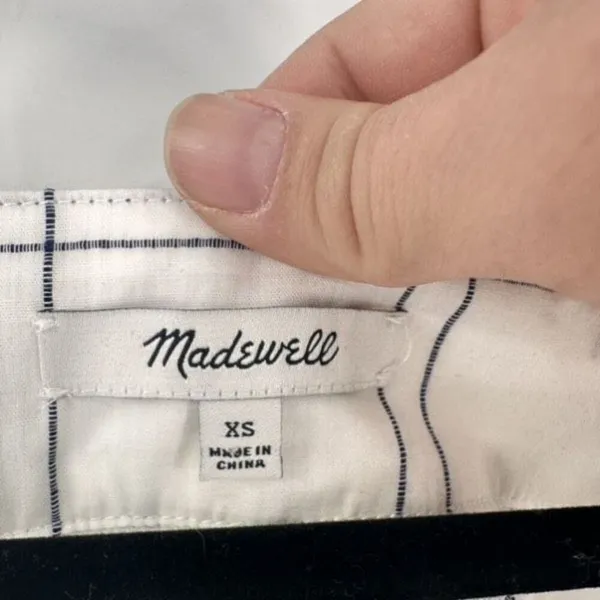 Madewell Embroidered Windowpane Square-Neck Button-Down Top‎ White White Wash XS - Image 3