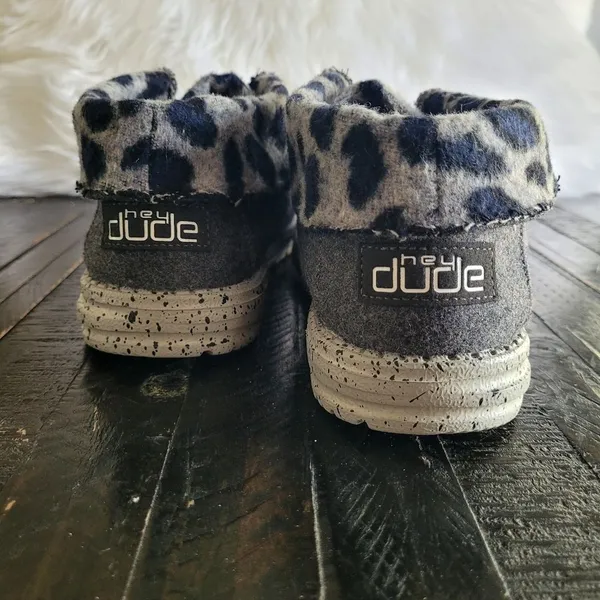 HEY DUDE BRITT Gray Cheetah Print Lining Shoes Women's Size 8 - Image 3
