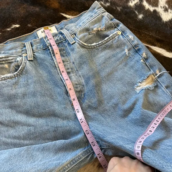 AGOLDE 90s Mid Rise Straight Relaxed‎ Distressed Jeans in Fall Out Size 24 - Image 9