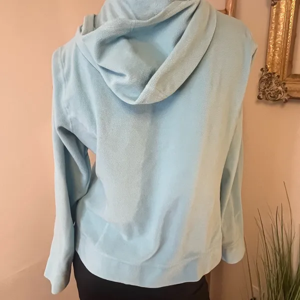 L.L. Bean Lightweight Full Zip Hoodie, Womens Size Large, Light Blue - Image 3