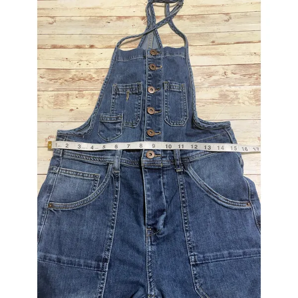 Miou Muse Dolly Overalls Women's Size Small Denim Blue Button Adjustable Straps - Image 6