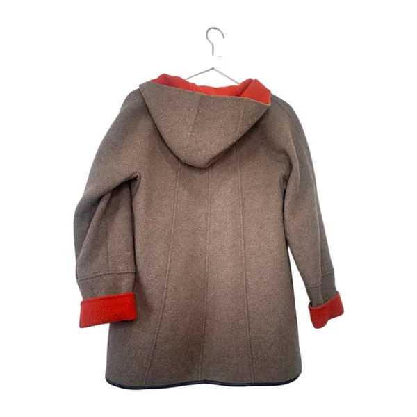 Ellen Tracy Wool Blend Hooded Car Coat Gray Orange Lining Size 4 - Image 6