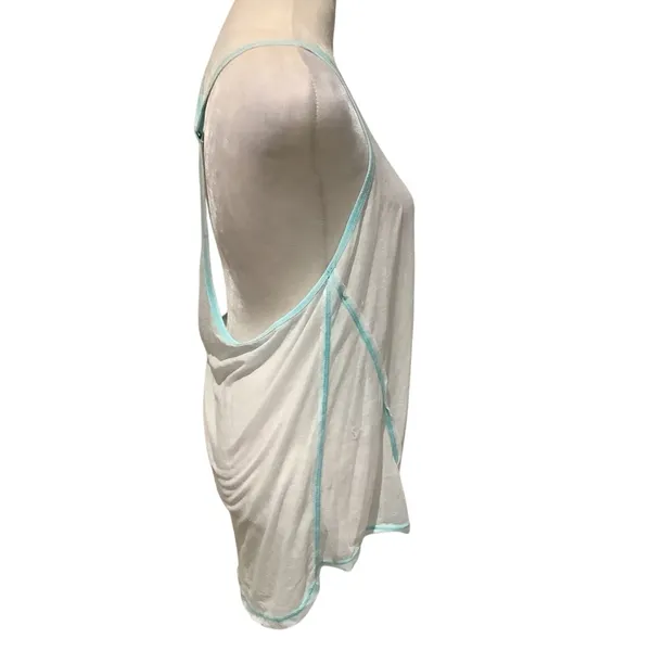 Elegant White Tank Top with Aqua Accents - Image 3