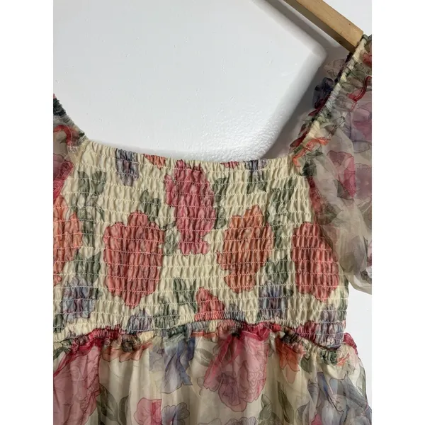 Coco & Jaimeson‎ Floral Puff Sleeve Cottagecore Babydoll Mini Dress Romantic LG - Image 11